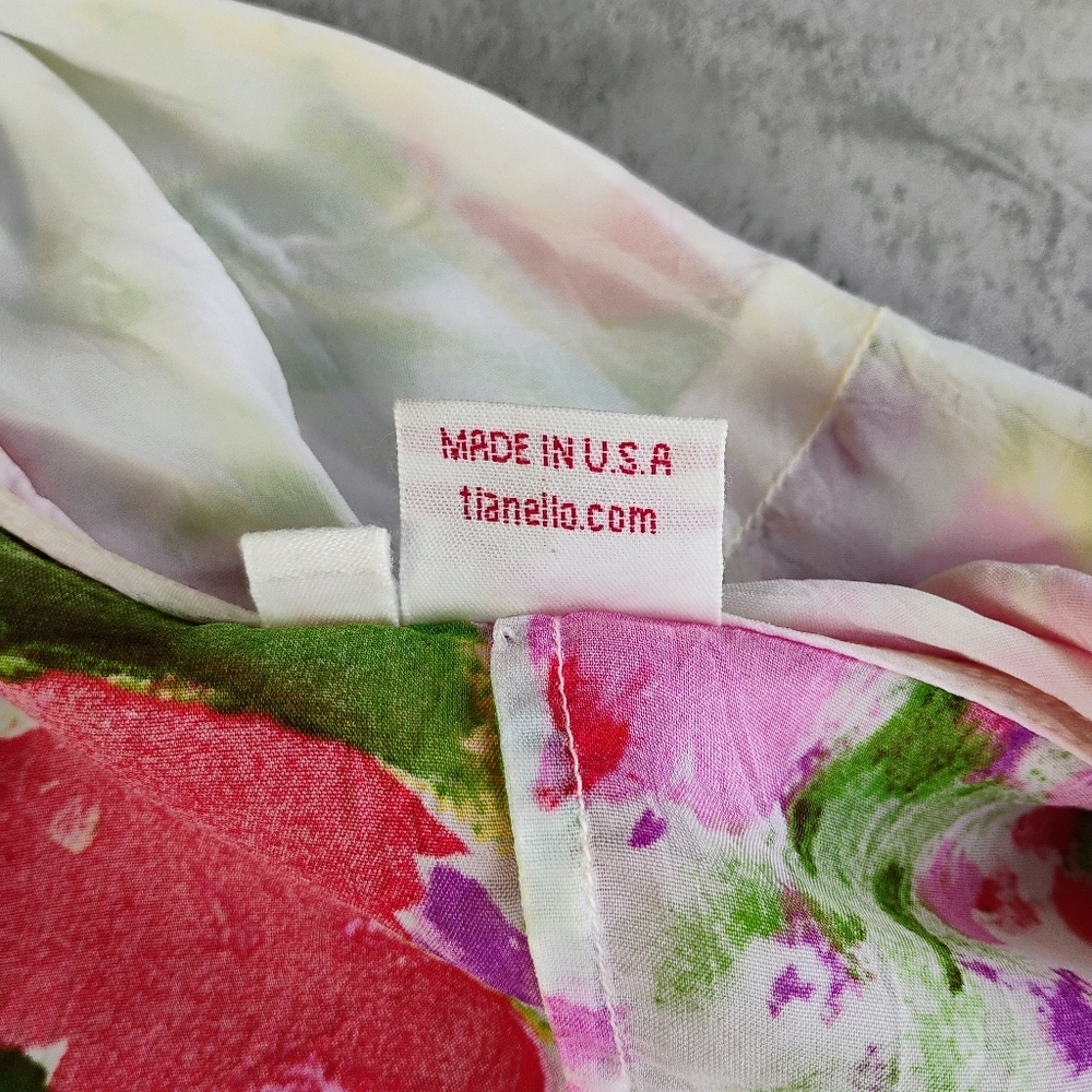 Tianello Floral‎ Cover Up Top Womens XL Washable Silk Sleeveless Cardigan Flowy - Picture 6 of 9